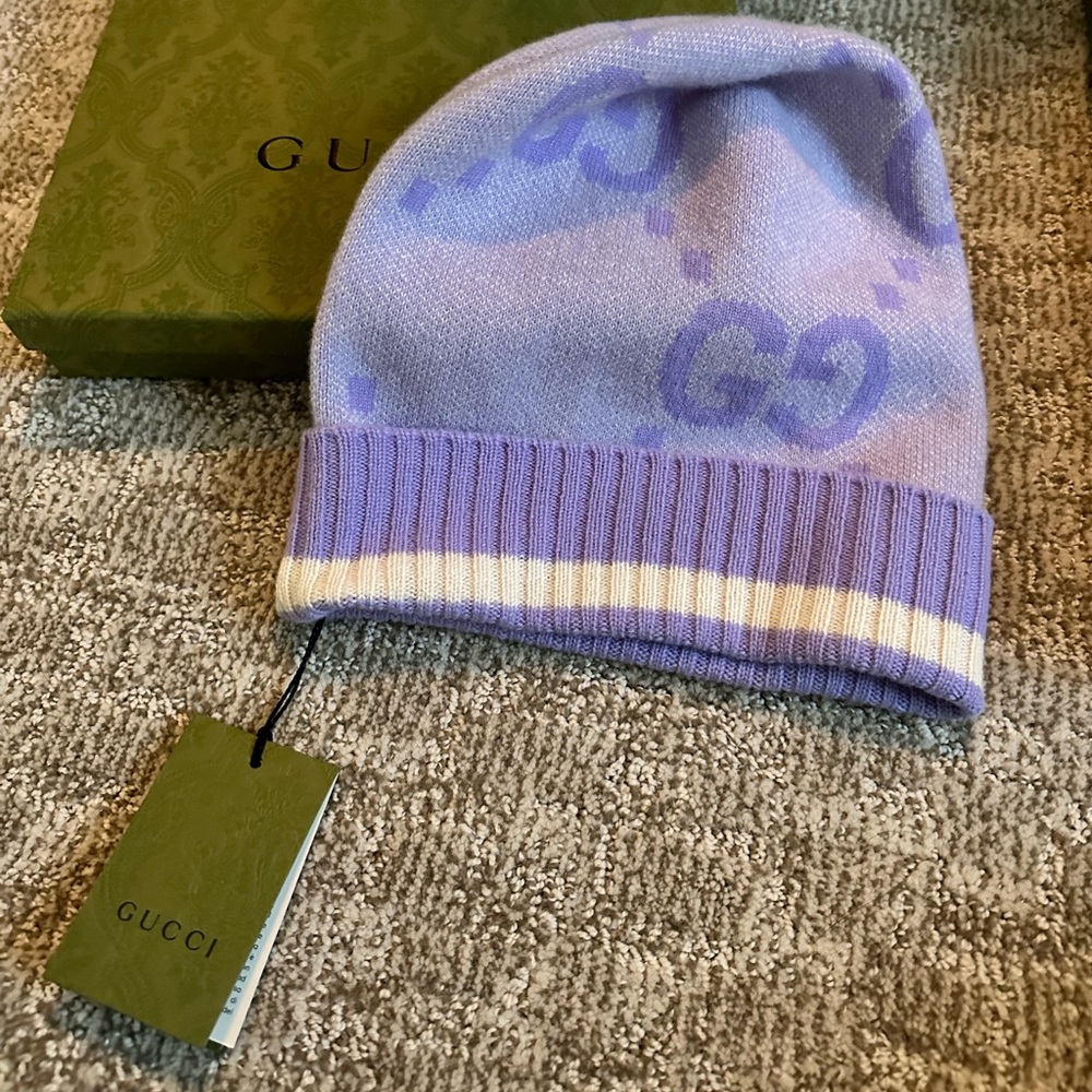 Gucci GG Monogram Cashmere Hat NWT